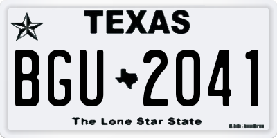 TX license plate BGU2041