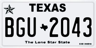 TX license plate BGU2043