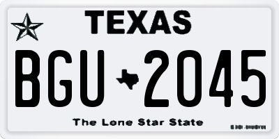 TX license plate BGU2045