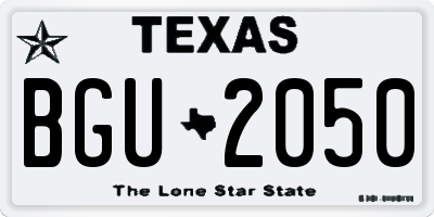 TX license plate BGU2050