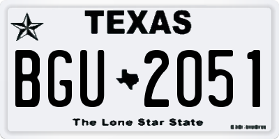 TX license plate BGU2051