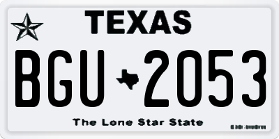 TX license plate BGU2053