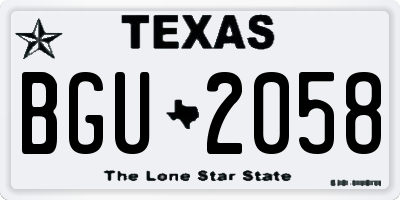 TX license plate BGU2058