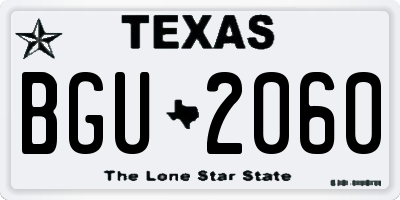 TX license plate BGU2060
