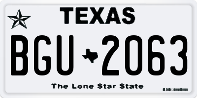 TX license plate BGU2063