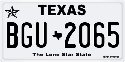 TX license plate BGU2065