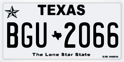 TX license plate BGU2066