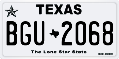 TX license plate BGU2068