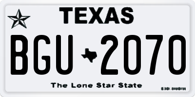 TX license plate BGU2070
