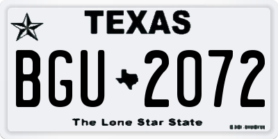 TX license plate BGU2072