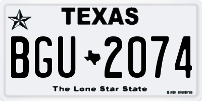 TX license plate BGU2074