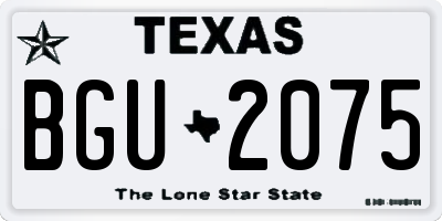 TX license plate BGU2075
