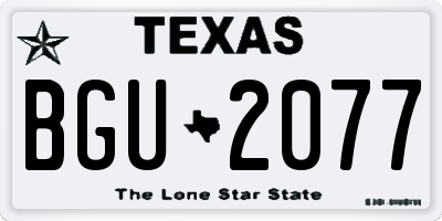 TX license plate BGU2077