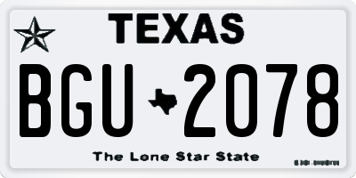 TX license plate BGU2078