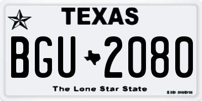 TX license plate BGU2080