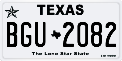 TX license plate BGU2082