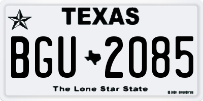 TX license plate BGU2085