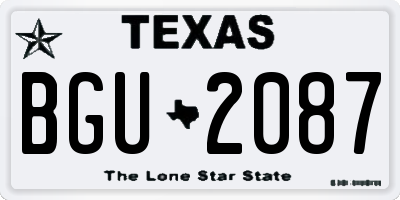 TX license plate BGU2087