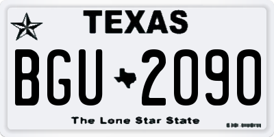 TX license plate BGU2090