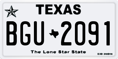 TX license plate BGU2091