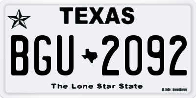 TX license plate BGU2092