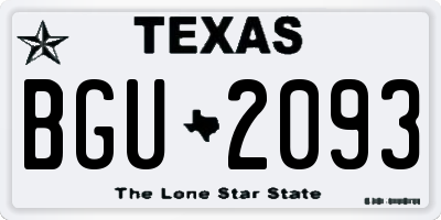 TX license plate BGU2093