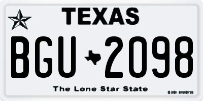 TX license plate BGU2098