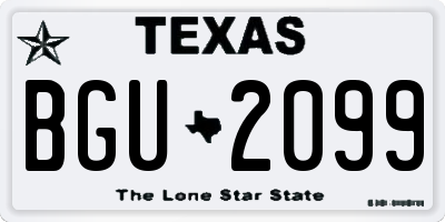 TX license plate BGU2099