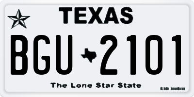 TX license plate BGU2101