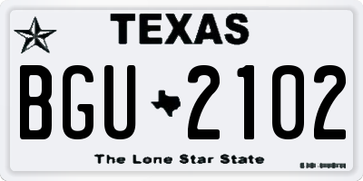 TX license plate BGU2102