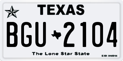 TX license plate BGU2104