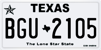 TX license plate BGU2105
