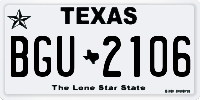TX license plate BGU2106