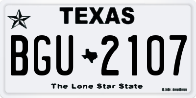 TX license plate BGU2107