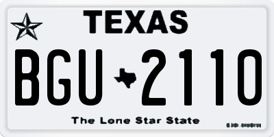 TX license plate BGU2110