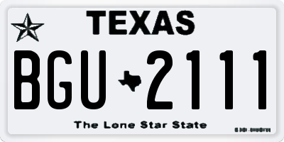 TX license plate BGU2111