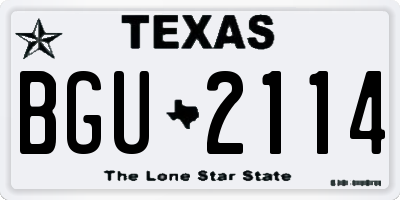 TX license plate BGU2114