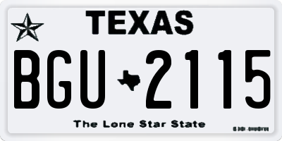 TX license plate BGU2115
