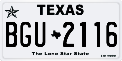 TX license plate BGU2116
