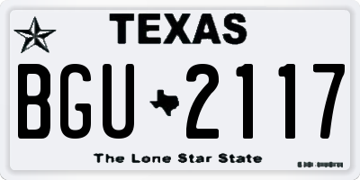 TX license plate BGU2117