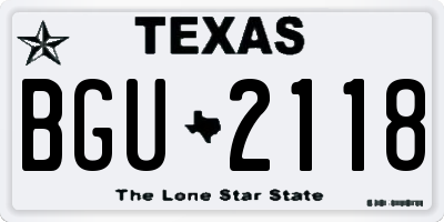 TX license plate BGU2118