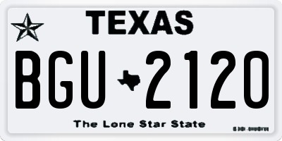 TX license plate BGU2120