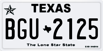 TX license plate BGU2125