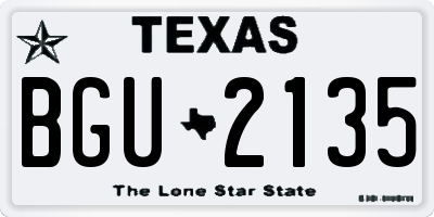 TX license plate BGU2135