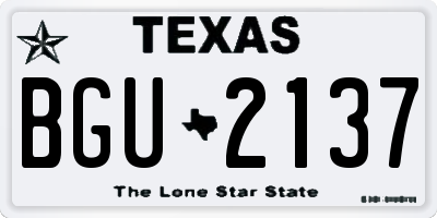 TX license plate BGU2137