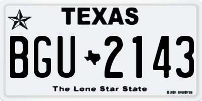 TX license plate BGU2143