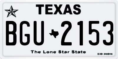 TX license plate BGU2153
