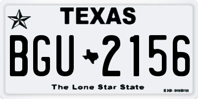 TX license plate BGU2156