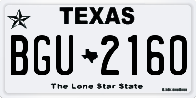 TX license plate BGU2160