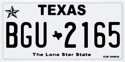 TX license plate BGU2165